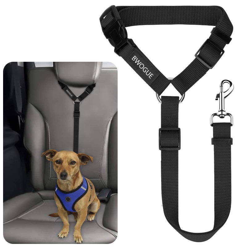 BWOGUE Pet Dog Cat Seat Belts, Car Headrest Restraint Adjustable Safety Leads Vehicle Seatbelt Harness (1 Pack) - Image 1